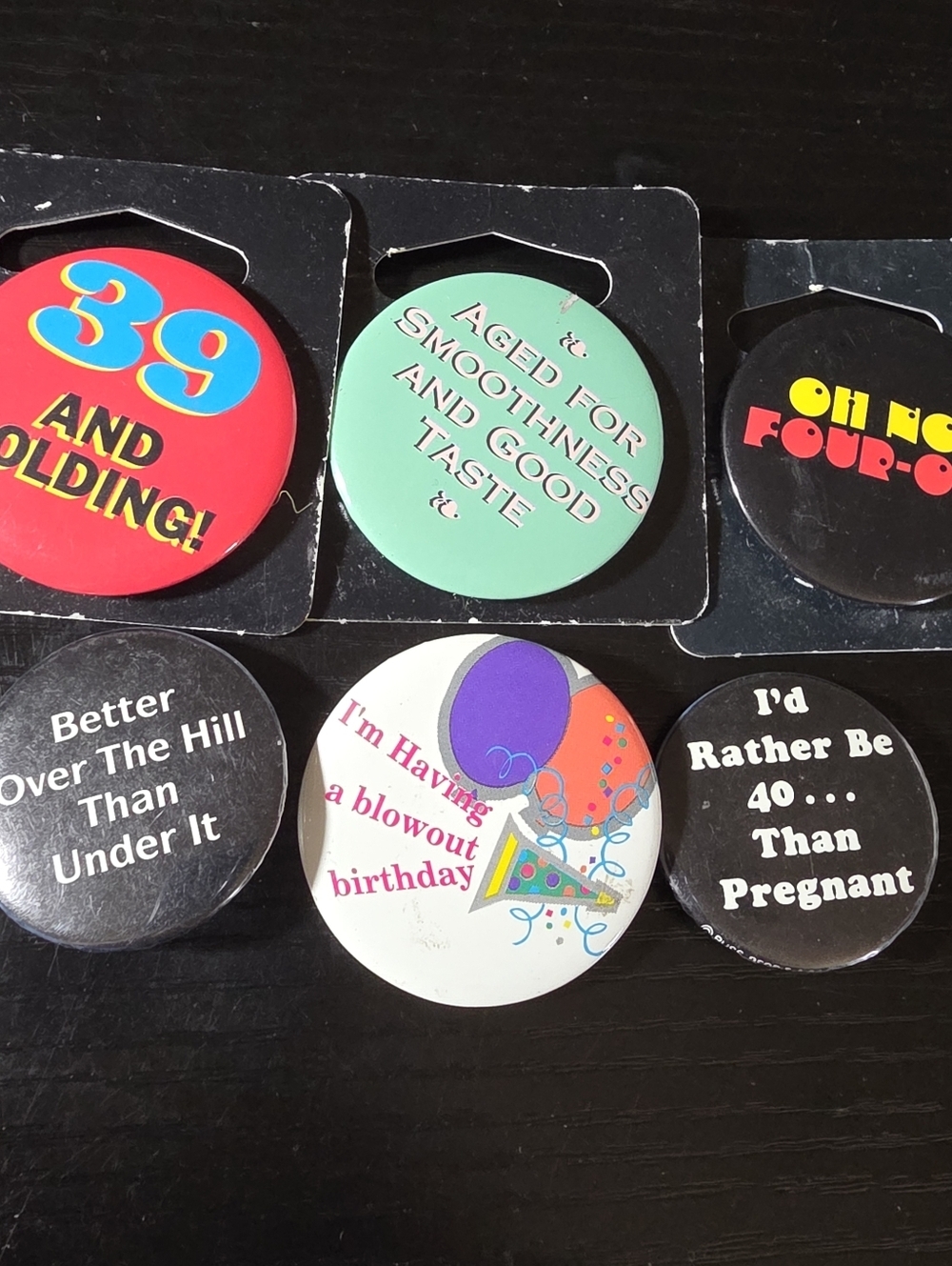 Vintage Buttons Pin Back Lot Birthday 40 39 Over The Hill